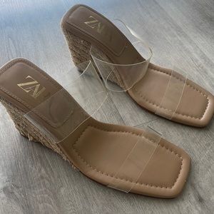 Zara vinyl wedge sandals